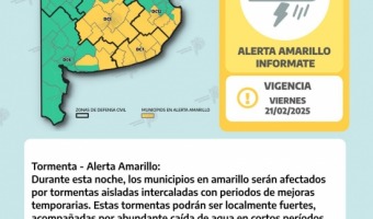 ALERTA AMARILLO POR TORMENTAS